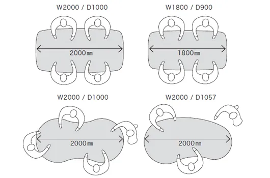 シーンに合わせて選べる多彩な天板形状