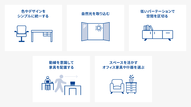 狭いオフィスを改善するレイアウトの工夫例
