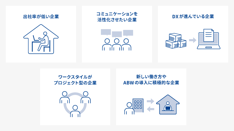 フリーアドレス導入をおすすめする企業の例